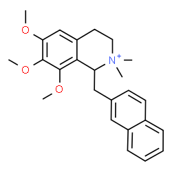 ChemSpider 2D Image | 6,7,8-Trimethoxy-2,2-dimethyl-1-(2-naphthylmethyl)-1,2,3,4-tetrahydroisoquinolinium | C25H30NO3