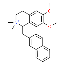 ChemSpider 2D Image | 6,7-Dimethoxy-2,2-dimethyl-1-(2-naphthylmethyl)-1,2,3,4-tetrahydroisoquinolinium | C24H28NO2