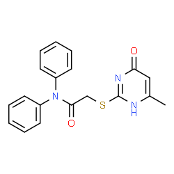 ChemSpider 2D Image | acetamide, 2-[(1,6-dihydro-4-methyl-6-oxo-2-pyrimidinyl)thio]-N,N-diphenyl- | C19H17N3O2S