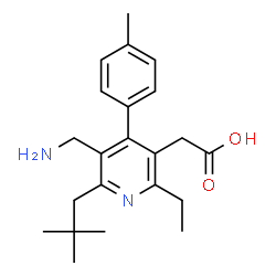 ChemSpider 2D Image | [5-(Aminomethyl)-6-(2,2-dimethylpropyl)-2-ethyl-4-(4-methylphenyl)-3-pyridinyl]acetic acid | C22H30N2O2