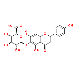 ChemSpider 2D Image | 5,7-Dihydroxy-2-(4-hydroxyphenyl)-4-oxo-4H-chromen-6-yl beta-D-glucopyranosiduronic acid | C21H18O12