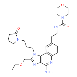 ChemSpider 2D Image | N-(2-{4-Amino-2-(ethoxymethyl)-1-[3-(2-oxo-1-pyrrolidinyl)propyl]-1H-imidazo[4,5-c]quinolin-8-yl}ethyl)-4-morpholinecarboxamide | C27H37N7O4