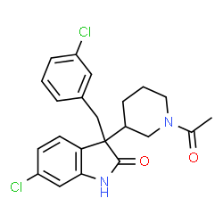 ChemSpider 2D Image | 3-(1-Acetyl-3-piperidinyl)-6-chloro-3-(3-chlorobenzyl)-1,3-dihydro-2H-indol-2-one | C22H22Cl2N2O2