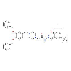 ChemSpider 2D Image | 2-{4-[3,4-Bis(benzyloxy)benzyl]-1-piperazinyl}-N'-{(Z)-[3,5-bis(2-methyl-2-propanyl)-6-oxo-2,4-cyclohexadien-1-ylidene]methyl}acetohydrazide | C42H52N4O4