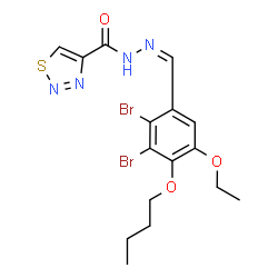 ChemSpider 2D Image | N'-[(Z)-(2,3-Dibromo-4-butoxy-5-ethoxyphenyl)methylene]-1,2,3-thiadiazole-4-carbohydrazide | C16H18Br2N4O3S