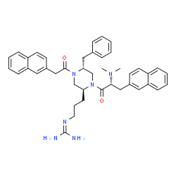 ChemSpider 2D Image | 2-{3-[(2S,5R)-5-Benzyl-1-[N,N-dimethyl-3-(2-naphthyl)-D-alanyl]-4-(2-naphthylacetyl)-2-piperazinyl]propyl}guanidine | C42H48N6O2
