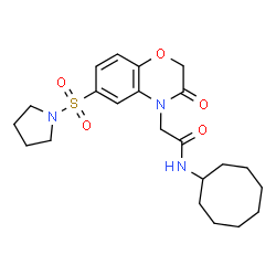 ChemSpider 2D Image | N-Cyclooctyl-2-[3-oxo-6-(1-pyrrolidinylsulfonyl)-2,3-dihydro-4H-1,4-benzoxazin-4-yl]acetamide | C22H31N3O5S