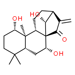 ChemSpider 2D Image | (1alpha,5beta,7alpha,8alpha,9beta,10alpha,13alpha,14R)-1,7,14-Trihydroxykaur-16-en-15-one | C20H30O4