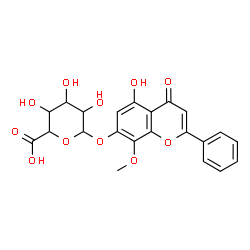 ChemSpider 2D Image | 5-Hydroxy-8-methoxy-4-oxo-2-phenyl-4H-chromen-7-yl hexopyranosiduronic acid | C22H20O11