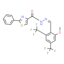 ChemSpider 2D Image | N'-{(Z)-[2-Methoxy-4,6-bis(trifluoromethyl)phenyl]methylene}-2-phenyl-1,3-thiazole-4-carbohydrazide | C20H13F6N3O2S