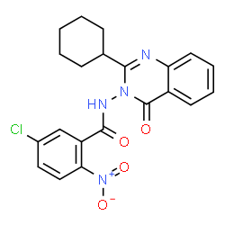 ChemSpider 2D Image | 5-Chloro-N-(2-cyclohexyl-4-oxo-3(4H)-quinazolinyl)-2-nitrobenzamide | C21H19ClN4O4
