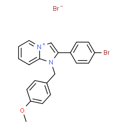 ChemSpider 2D Image | 2-(4-Bromophenyl)-1-(4-methoxybenzyl)-1H-imidazo[1,2-a]pyridin-4-ium bromide | C21H18Br2N2O