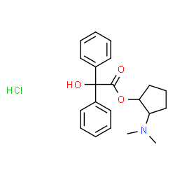 ChemSpider 2D Image | 2-(Dimethylamino)cyclopentyl hydroxy(diphenyl)acetate hydrochloride (1:1) | C21H26ClNO3