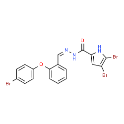 ChemSpider 2D Image | 4,5-Dibromo-N'-{(Z)-[2-(4-bromophenoxy)phenyl]methylene}-1H-pyrrole-2-carbohydrazide | C18H12Br3N3O2