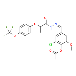 ChemSpider 2D Image | 2-Chloro-6-methoxy-4-[(Z)-({2-[4-(trifluoromethoxy)phenoxy]propanoyl}hydrazono)methyl]phenyl acetate | C20H18ClF3N2O6