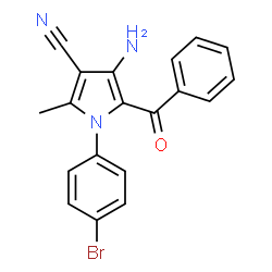ChemSpider 2D Image | 4-Amino-5-benzoyl-1-(4-bromophenyl)-2-methyl-1H-pyrrole-3-carbonitrile | C19H14BrN3O