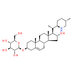 ChemSpider 2D Image | (3beta,16alpha,17beta)-16-Hydroxy-17-{(1S)-1-[(2R,5S)-5-methyl-2-piperidinyl]ethyl}androst-5-en-3-yl beta-D-glucopyranoside | C33H55NO7