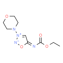 ChemSpider 2D Image | (5E)-5-[(Ethoxycarbonyl)imino]-3-(4-morpholinyl)-5H-1,2,3-oxadiazol-3-ium-2-ide | C9H14N4O4