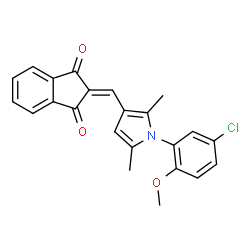 ChemSpider 2D Image | 2-{[1-(5-Chloro-2-methoxyphenyl)-2,5-dimethyl-1H-pyrrol-3-yl]methylene}-1H-indene-1,3(2H)-dione | C23H18ClNO3