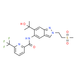 ChemSpider 2D Image | N-{6-(2-Hydroxy-2-propanyl)-2-[2-(methylsulfonyl)ethyl]-2H-indazol-5-yl}-6-(trifluoromethyl)-2-pyridinecarboxamide | C20H21F3N4O4S