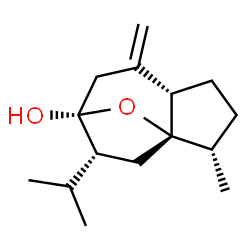 ChemSpider 2D Image | (1S,2S,5S,8R,9R)-9-Isopropyl-2-methyl-6-methylene-11-oxatricyclo[6.2.1.0~1,5~]undecan-8-ol | C15H24O2