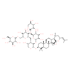 ChemSpider 2D Image | (2R,3R,4S,5R)-2-{[(2S,3R,4S,5S)-4,5-Dihydroxy-2-{[(3R,4S,5R)-5-hydroxy-2-{[(1S,2R,5R,7S,10R,11R,14R,15S,16S,18R,20S)-16-hydroxy-2,6,6,10,16-pentamethyl-18-(2-methyl-1-propen-1-yl)-19,21-dioxahexacyclo
[18.2.1.0~1,14~.0~2,11~.0~5,10~.0~15,20~]tricos-7-yl]oxy}-3-{[(2S,3R,4R,5R,6S)-3,4,5-trihydroxy-6-methyltetrahydro-2H-pyran-2-yl]oxy}tetrahydro-2H-pyran-4-yl]methyl}-6-({[(2R,3R,4S,5S,6R)-3,4,5-trihyd
roxy-6-(hydroxymethyl)tetrahydro-2H-pyran-2-yl]oxy}methyl)tetrahydro-2H-pyran-3-yl]oxy}tetrahydro-2H-pyran-2,3,4,5-tetrol (non-preferred name) | C59H96O26