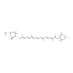 ChemSpider 2D Image | (3R,3'S,5S,5'R,6R,6'R,8'R)-3,5'-Dihydroxy-8-oxo-6',7'-didehydro-5,5',6,6',7,8-hexahydro-5,6-epoxy-beta,beta-caroten-3'-yl acetate | C42H58O6