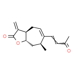 ChemSpider 2D Image | (3aR,7S,8aS)-7-Methyl-3-methylene-6-[(1E)-3-oxo-1-buten-1-yl]-3,3a,4,7,8,8a-hexahydro-2H-cyclohepta[b]furan-2-one | C15H18O3