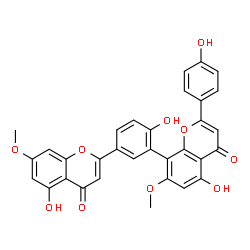 ChemSpider 2D Image | 5-Hydroxy-8-[2-hydroxy-5-(5-hydroxy-7-methoxy-4-oxo-4H-chromen-2-yl)phenyl]-2-(4-hydroxyphenyl)-7-methoxy-4H-chromen-4-one | C32H22O10