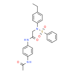 ChemSpider 2D Image | N-(4-Acetamidophenyl)-N~2~-(4-ethylphenyl)-N~2~-(phenylsulfonyl)glycinamide | C24H25N3O4S