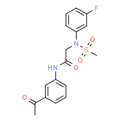 ChemSpider 2D Image | N-(3-Acetylphenyl)-N~2~-(3-fluorophenyl)-N~2~-(methylsulfonyl)glycinamide | C17H17FN2O4S
