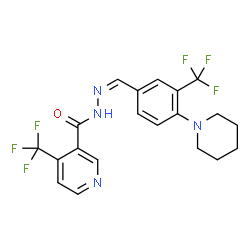 ChemSpider 2D Image | N'-{(Z)-[4-(1-Piperidinyl)-3-(trifluoromethyl)phenyl]methylene}-4-(trifluoromethyl)nicotinohydrazide | C20H18F6N4O