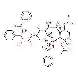 ChemSpider 2D Image | (2alpha,5beta,7beta,10beta,13alpha)-4,7-Diacetoxy-13-{[(2R,3S)-3-(benzoylamino)-2-hydroxy-3-phenylpropanoyl]oxy}-1,10-dihydroxy-9-oxo-5,20-epoxytax-11-en-2-yl benzoate | C47H51NO14
