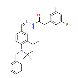 ChemSpider 2D Image | N'-[(Z)-(1-Benzyl-2,2,4-trimethyl-1,2,3,4-tetrahydro-6-quinolinyl)methylene]-2-(3,5-difluorophenyl)acetohydrazide | C28H29F2N3O