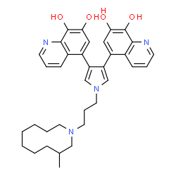ChemSpider 2D Image | 5,5'-{1-[3-(3-Methyl-1-azecanyl)propyl]-1H-pyrrole-3,4-diyl}di(7,8-quinolinediol) | C35H40N4O4