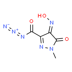ChemSpider 2D Image | (4E)-4-(Hydroxyimino)-1-methyl-5-oxo-4,5-dihydro-1H-pyrazole-3-carbonyl azide | C5H4N6O3