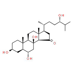 ChemSpider 2D Image | (3beta,5alpha,6alpha,24S)-3,6,8,24-Tetrahydroxycholestan-15-one | C27H46O5