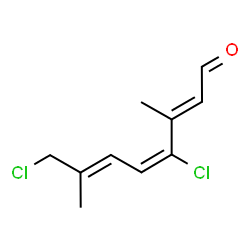 ChemSpider 2D Image | (2E,4E,6E)-4,8-Dichloro-3,7-dimethyl-2,4,6-octatrienal | C10H12Cl2O