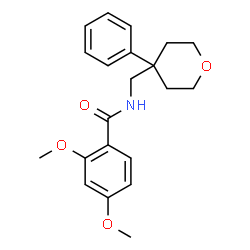 ChemSpider 2D Image | 2,4-Dimethoxy-N-((4-phenyltetrahydro-2H-pyran-4-yl)methyl)benzamide | C21H25NO4