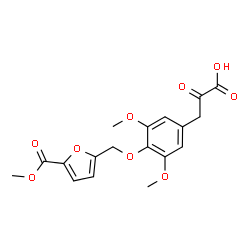 ChemSpider 2D Image | 3-(3,5-Dimethoxy-4-{[5-(methoxycarbonyl)-2-furyl]methoxy}phenyl)-2-oxopropanoic acid | C18H18O9