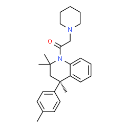 ChemSpider 2D Image | 2-(1-Piperidinyl)-1-[(4R)-2,2,4-trimethyl-4-(4-methylphenyl)-3,4-dihydro-1(2H)-quinolinyl]ethanone | C26H34N2O