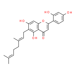 ChemSpider 2D Image | 2-(2,4-Dihydroxyphenyl)-6-[(2E)-3,7-dimethyl-2,6-octadien-1-yl]-5,7-dihydroxy-4H-chromen-4-one | C25H26O6