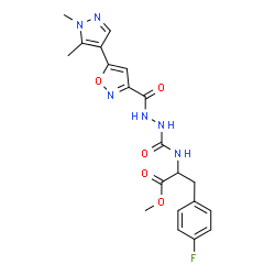 ChemSpider 2D Image | Methyl N-[(2-{[5-(1,5-dimethyl-1H-pyrazol-4-yl)-1,2-oxazol-3-yl]carbonyl}hydrazino)carbonyl]-4-fluorophenylalaninate | C20H21FN6O5