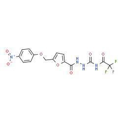 ChemSpider 2D Image | 2-{5-[(4-Nitrophenoxy)methyl]-2-furoyl}-N-(trifluoroacetyl)hydrazinecarboxamide | C15H11F3N4O7