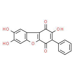 ChemSpider 2D Image | 2,7,8-Trihydroxy-3-phenyldibenzo[b,d]furan-1,4-dione | C18H10O6