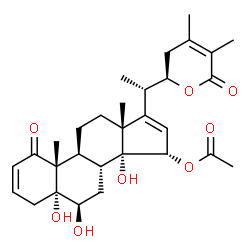ChemSpider 2D Image | (5alpha,6beta,15alpha,22R)-5,6,14-Trihydroxy-1,26-dioxo-22,26-epoxyergosta-2,16,24-trien-15-yl acetate | C30H40O8