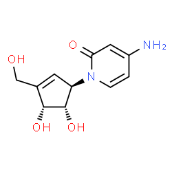 ChemSpider 2D Image | 4-Amino-1-[(1R,4R,5S)-4,5-dihydroxy-3-(hydroxymethyl)-2-cyclopenten-1-yl]-2(1H)-pyridinone | C11H14N2O4
