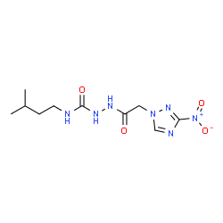 ChemSpider 2D Image | N-(3-Methylbutyl)-2-[(3-nitro-1H-1,2,4-triazol-1-yl)acetyl]hydrazinecarboxamide | C10H17N7O4