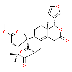 ChemSpider 2D Image | Methyl [(1R,2S,5R,6R,13S,16S)-6-(3-furyl)-1,5,15,15-tetramethyl-8,14,17-trioxo-7-oxatetracyclo[11.3.1.0~2,11~.0~5,10~]heptadec-10-en-16-yl]acetate | C27H32O7