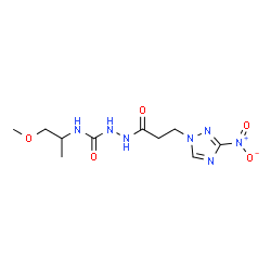 ChemSpider 2D Image | N-(1-Methoxy-2-propanyl)-2-[3-(3-nitro-1H-1,2,4-triazol-1-yl)propanoyl]hydrazinecarboxamide | C10H17N7O5